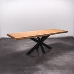Boomstamtafel, Eettafel 240x90 massief hardhout, metaalpoot, Huis en Inrichting, Tafels | Eettafels, Overige houtsoorten, Robuust Modern