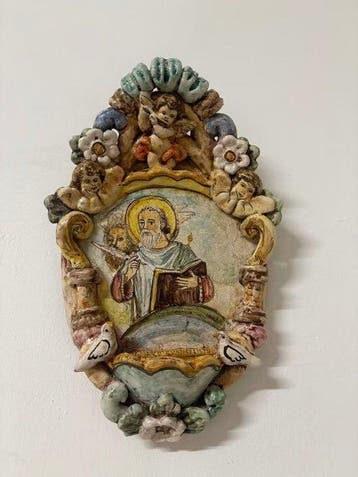 Wijwatervat - 20e eeuw - San Marco Evangelista - 25 cm, Antiek en Kunst
