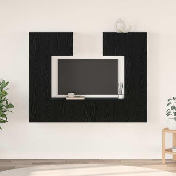 vidaXL Tv-meubelset 6 st Zwart Eiken Bewerkt hout, Huis en Inrichting, Verzenden, Nieuw