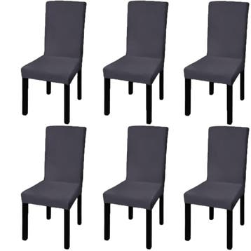 vidaXL Stoelhoezen 6 st stretch recht antracietkleurig, Verzenden, Nieuw