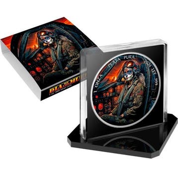 Mexico. 1 Onza 2024 Dia de los Muertos Fighter Pilot , 1 Oz