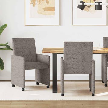 vidaXL Eetkamerstoelen met wielen 2 st Faux suede leer, Verzenden, Nieuw