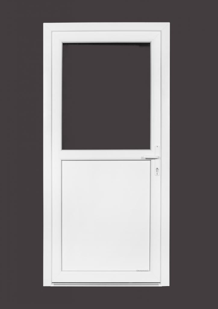 PVC Deur 1/2 glas Basic Plus b98xh204 cm wit, Bricolage & Construction, Fenêtres & Moustiquaires, Enlèvement ou Envoi