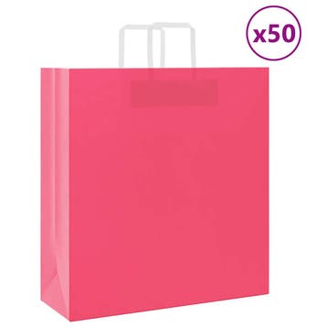 vidaXL Papieren zakken 50 st met hengsels 45x17x48 cm roze, Divers, Emballage cadeau, Verzenden