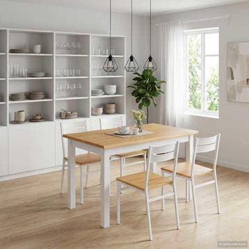 vidaXL Eettafel EKAI Wit 112 x 70 x 76,5 cm Massief, Verzenden, Nieuw