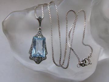Zilver, Spinel - Ketting met hanger - Art Deco, Antiek en Kunst