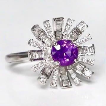 Zonder minimumprijs - Ring - 18 karaat Witgoud, GIA 1,39 ct