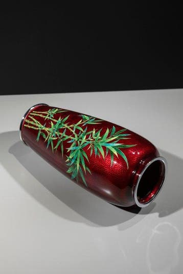 Vase - Cloisonné - un vase cloisonné ginbari en bambou sur