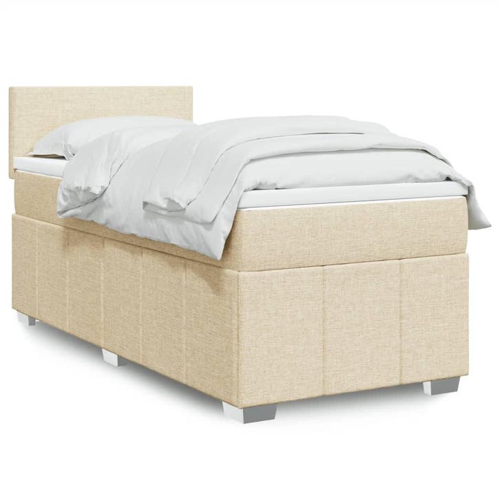 vidaXL Boxspring met matras stof crèmekleurig 80x200 cm, Huis en Inrichting, Slaapkamer | Bedden, Nieuw, Verzenden