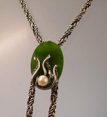 Handmade - Halsketting Zilver, Platina - 21.10ct. tw. Jade -, Nieuw
