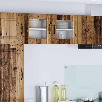 vidaXL Wandglas Kasten LUCCA 2 st Oud hout Bewerkt hout, Verzenden