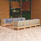vidaXL 9-delige Loungeset met grijze kussens grenenhout, Verzenden, Nieuw, Loungeset