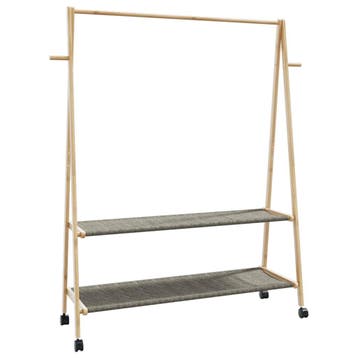 vidaXL Kledingrek met schappen en wielen 132x45,5x155,5 cm, Verzenden