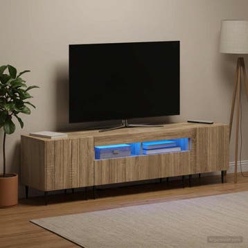 vidaXL 5-delige LED TV-kast Sonoma Eiken Bewerkt hout, Huis en Inrichting, Kasten |Televisiemeubels, Verzenden, Nieuw