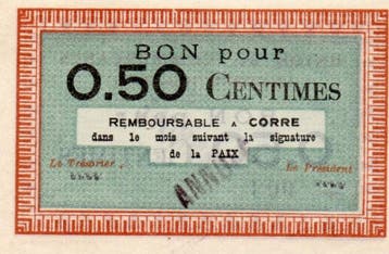 50 Centimes France Komitat 70 Corre Gutschein Fuer 50 Cen..., Verzenden