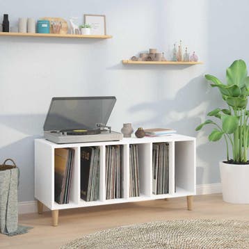 vidaXL Platenkast 100x38x48 cm bewerkt hout wit, Huis en Inrichting, Verzenden, Nieuw
