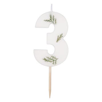 Witte Kaars 3 Jaar Gebladerd 5cm, Verzenden, Nieuw