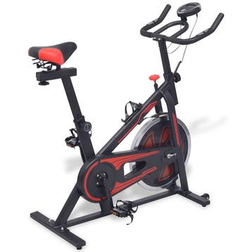 vidaXL Hometrainer met hartslagsensoren zwart en rood, Verzenden