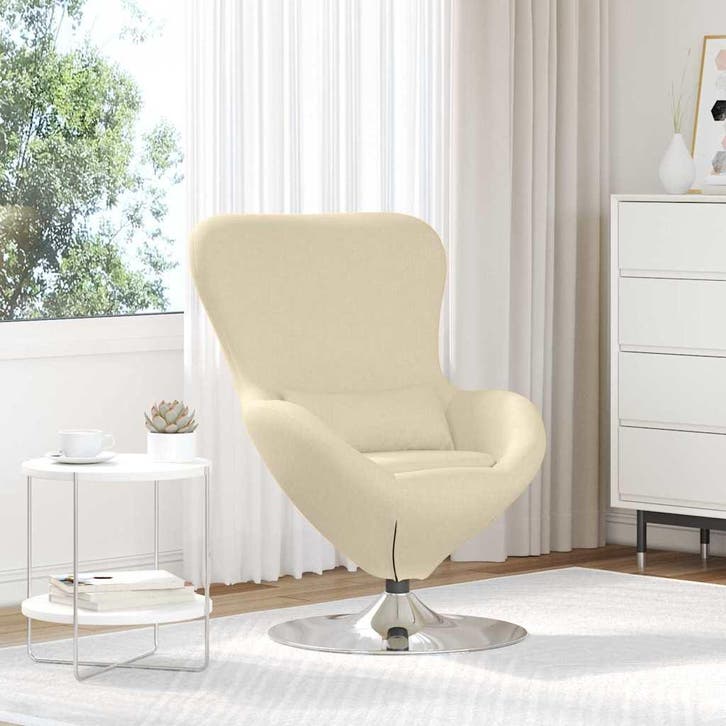 vidaXL Eivormige stoel Crème 63 x 73 x 90 cm Stof, Maison & Meubles, Fauteuils, Envoi