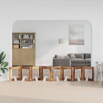 vidaXL Opvouwbaar hondenhekje met standaards 8 st Oud hout, Verzenden, Nieuw