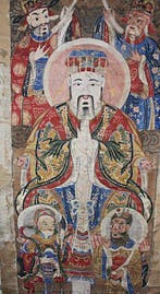 Très ancienne et très grande peinture de temple taoïste -, Antiquités & Art