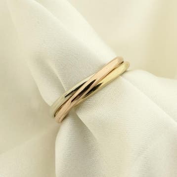 Tricolor gouden trinity ring, Ophalen of Verzenden