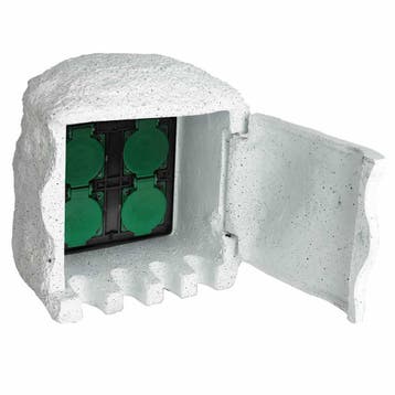 vidaXL Tuinstopcontact 4 ingangen waterproof resin wit, Doe-het-zelf en Bouw, Verzenden, Nieuw