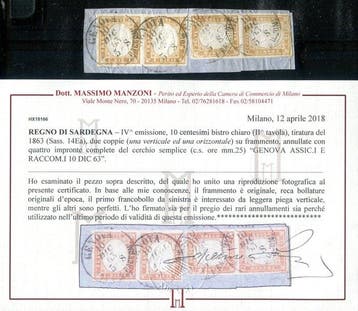 Italiaanse oude staten - Sardinië 1858/1863 - De zeldzame, Gestempeld