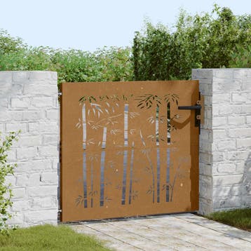 vidaXL Poort 85x100 cm bamboe-ontwerp cortenstaal, Tuin en Terras, Verzenden, Nieuw