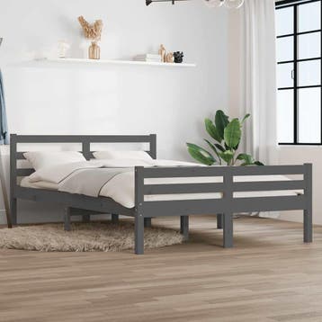 vidaXL Bedframe massief hout grijs 140x200 cm, Verzenden
