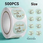 Sluitstickers handmade with love lichtblauw rond etiket 2,5, Nieuw