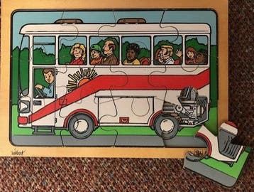 Rolf Puzzel Touring bus (2 x 12 stukjes) zie omschrijving, Verzenden