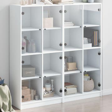 vidaXL Boekenkast met deuren 136x37x142 cm bewerkt hout wit, Verzenden