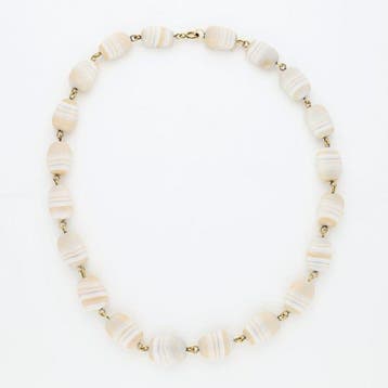 Collier - 14 carats Or jaune - agate blanche