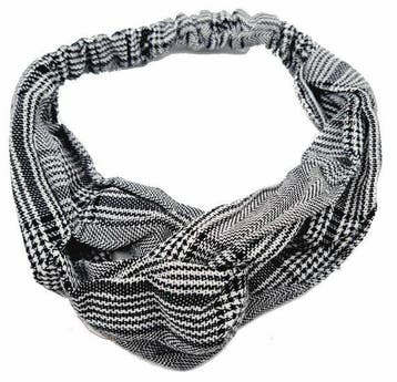 Haarband Twist 5cm – Retro Ruitprint – Gladde Stof – Zwart, Nieuw