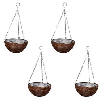 vidaXL Hangbak wilgenhout met voering en ketting 4 stuks, Verzenden, Nieuw