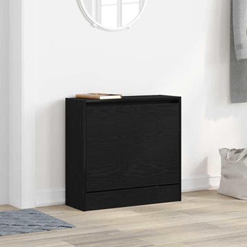 vidaXL Schoenenkast 60 x 21 x 57 cm Bewerkt hout Zwart Eiken, Verzenden