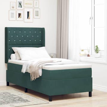 vidaXL Boxspring bed met matras Donkergroen 90 x 200 cm, Verzenden