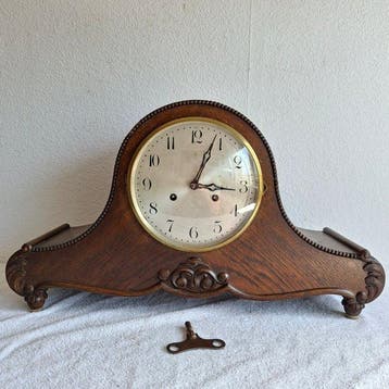 Schoorsteenklok - Junghans Wurttemberg - Art Deco Hout,, Antiek en Kunst
