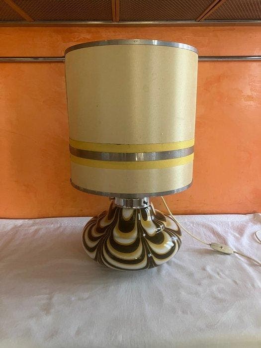 Lampe de table - Verre, Métal, Textile, Antiquités & Art, Antiquités | Éclairage