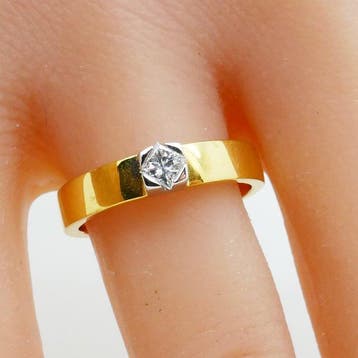 Bague - 18 carats Or blanc, Or jaune - 0,25ct. tw. Diamant, Bijoux, Sacs & Beauté, Bagues