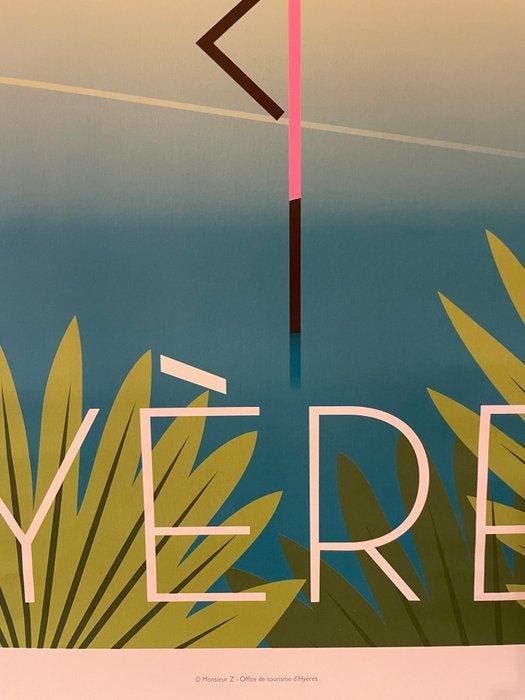 Monsieur Z - Affiche de Tourisme Hyères - Flamant Rose, Antiek en Kunst, Kunst | Tekeningen en Fotografie