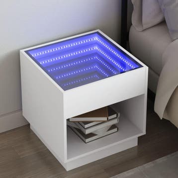 vidaXL Nachtkastje met Infinity LED 50x50x50 cm wit, Verzenden, Nieuw