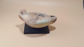 Oud-Romeins Terracotta Olielamp met Concentric (Zonder