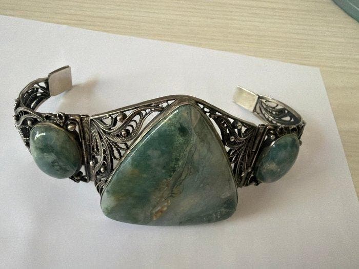 Zonder minimumprijs - Armband Zilver - Zilver 925 en Agaat, Handtassen en Accessoires, Armbanden