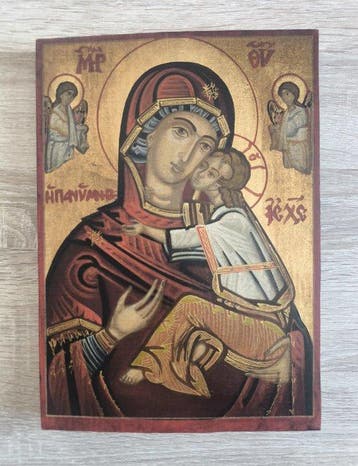 Icoon - Bulgaars handgeschilderde icoon van de Maagd Maria -