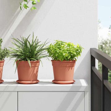 vidaXL Plantenpotten 24 st Baksteenrood Kunststof, Verzenden, Nieuw