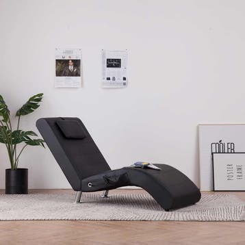 vidaXL Massage chaise longue met kussen kunstleer zwart, Verzenden, Nieuw