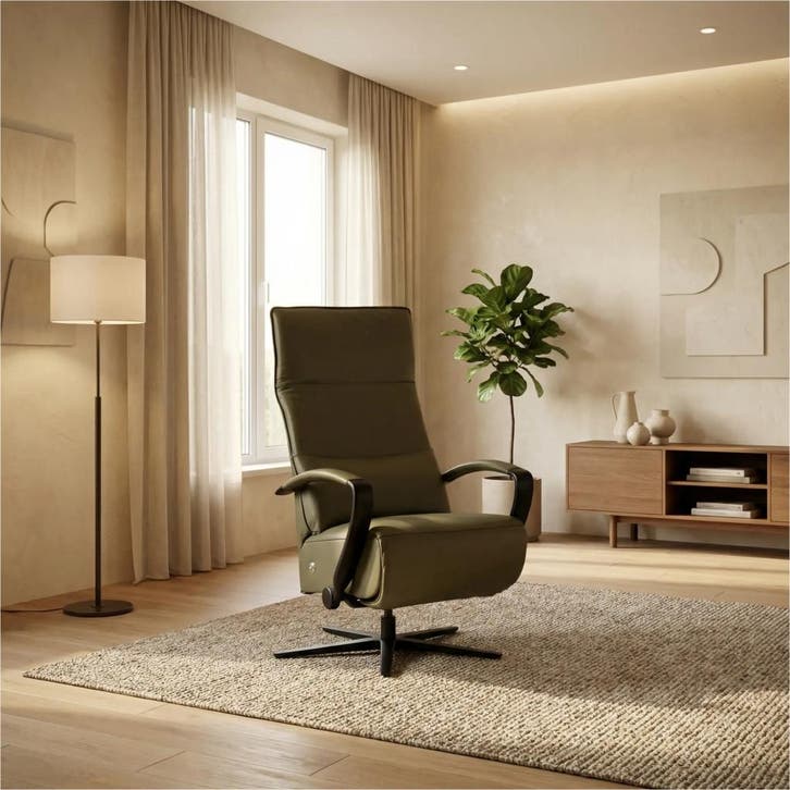 Leren relaxfauteuil Matrix - Massif Olive (olijf/groen) -, Huis en Inrichting, Fauteuils, 50 tot 75 cm, 75 tot 100 cm, Nieuw, Leer