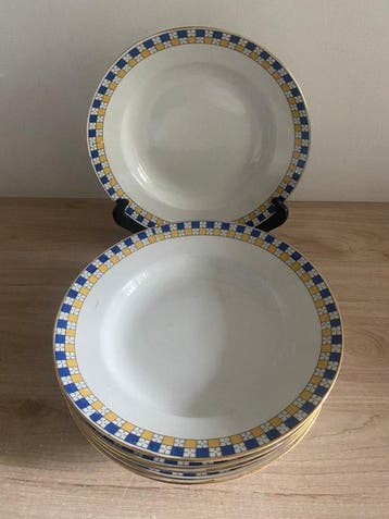 Limoges - Assiette de service (6) - carreaux - Porcelaine -